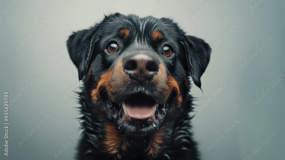 rottweiler dog portrait wallpaper with good expression and blurred neutral background rottweiler dog portrait wallpaper with good expression and blurred neutral background