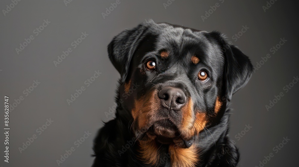 rottweiler dog portrait wallpaper with good expression and blurred neutral background rottweiler dog portrait wallpaper with good expression and blurred neutral background