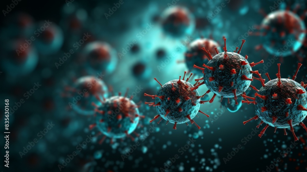 Detailed highresolution texture of HIV virus particles against a ...