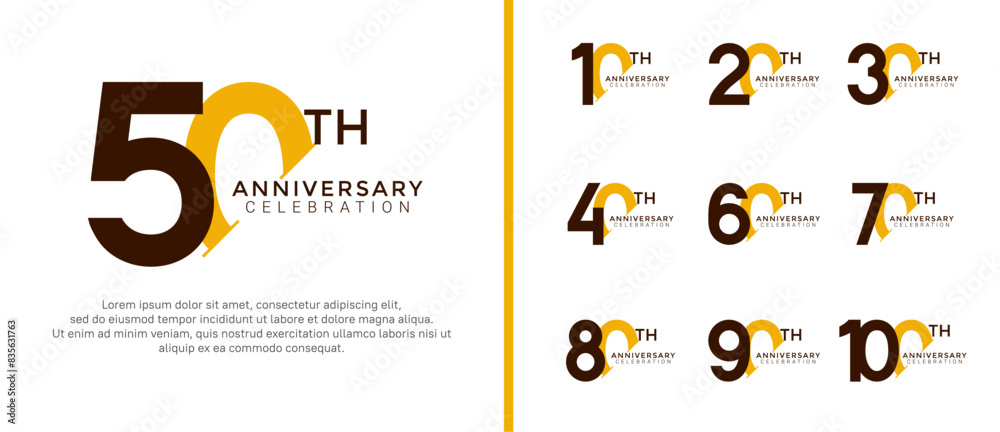 anniversary logo style set with black and yellow color can be use for celebration moment anniversary logo style set with black and yellow color can be use for celebration moment