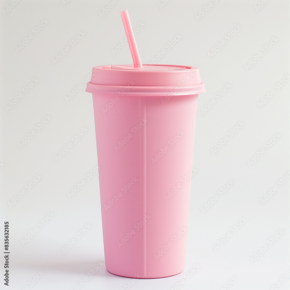 pink tumbler glass with straw, Ai generated Images pink tumbler glass with straw, Ai generated Images
