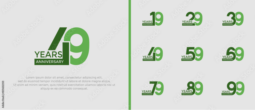 anniversary logo style set with green color can be use for celebration moment anniversary logo style set with green color can be use for celebration moment