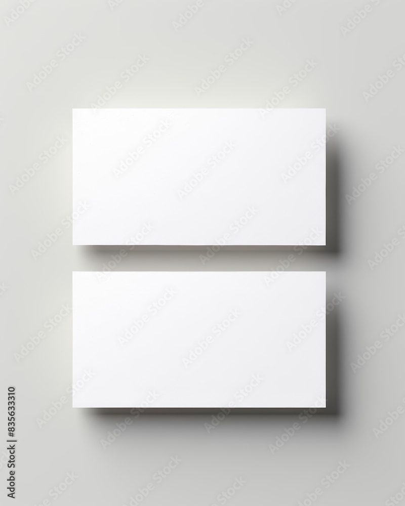 Two white US business card Mockup on white background 3D rendering Fujifilm XT3, soft focus, 55mm lens, f2.8, Cinematic 32k, isolated on white background stock photo style.