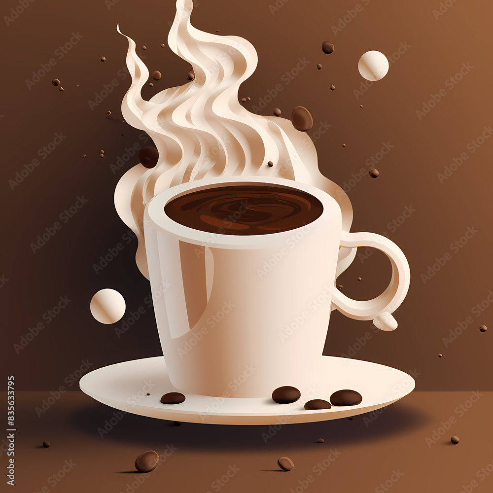 Obraz premium Paper cut 3d coffee poster banner template vector image