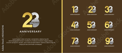 anniversary logo style set with silver and gold color can be use for celebration moment photo