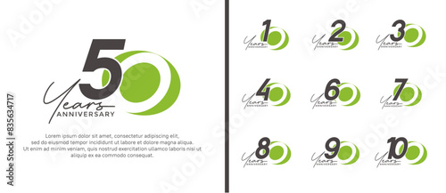 anniversary logo style set with black and green color can be use for celebration moment