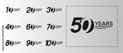 anniversary logo style set with black color can be use for celebration moment