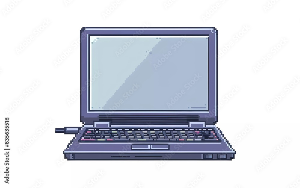 laptop with 8-bit pixel plain screen, pixel art vector illustration laptop with 8-bit pixel plain screen, pixel art vector illustration