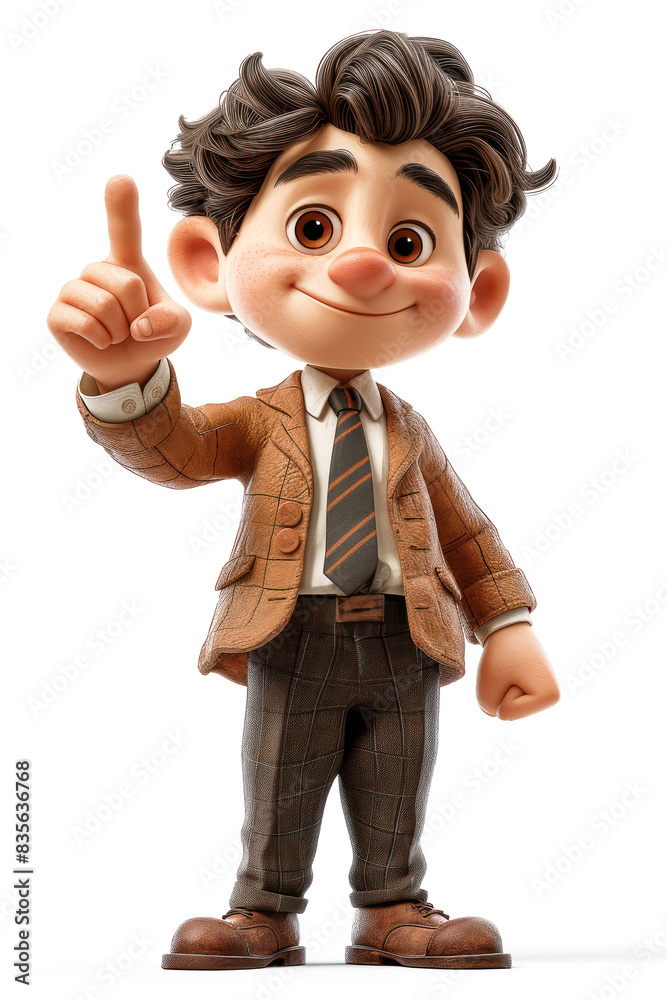 Cartoon Cute Businessman Points a Finger at an Empty Place on a white background. Generative AI Cartoon Cute Businessman Points a Finger at an Empty Place on a white background. Generative AI