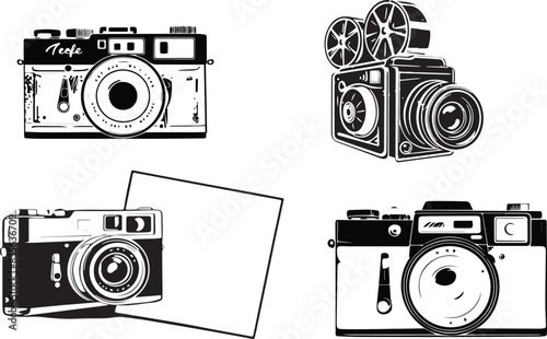 Camera retro style foto vector illustration The white background

