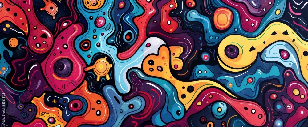 Abstract Art Inspired By Microcosms, Cartoon Style, Background Abstract Art Inspired By Microcosms, Cartoon Style, Background