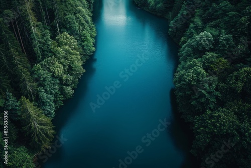 Tranquil lake with misty atmosphere. Nature and serenity concept. © Irfanan