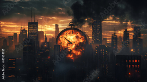 Round black and white clock with both the hour arm and minute arm almost pointing to 12 o'clock. 3D illustration of the concept of due date