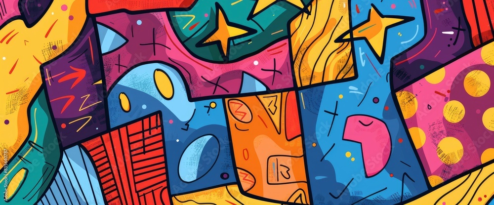 Abstract Art With A Whimsical Feel, Cartoon Style, Background Abstract Art With A Whimsical Feel, Cartoon Style, Background