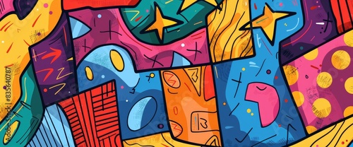 Wallpaper Mural Abstract Art With A Whimsical Feel, Cartoon Style, Background Torontodigital.ca
