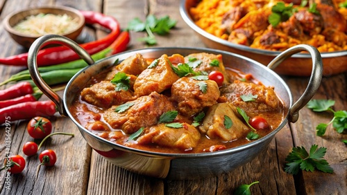 Spicy Indian chicken curry served in a traditional balti dish , Indian cuisine, spicy, curry, balti dish, flavorful, delicious, traditional, food, meal, ethnic, cuisine, dish, chicken photo