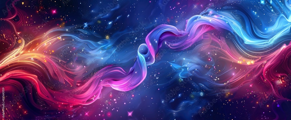 Abstract Cosmic Energy Streams With Starry Patterns And Vibrant Colors, Cartoon Style, Background Abstract Cosmic Energy Streams With Starry Patterns And Vibrant Colors, Cartoon Style, Background
