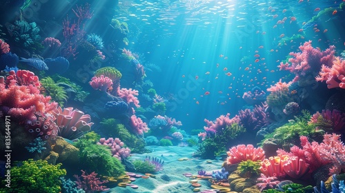 Underwater World  Depict an enchanting underwater world with colorful coral reefs  exotic marine life  and clear blue waters  perfect for aquatic-themed projects and conservation campaigns.