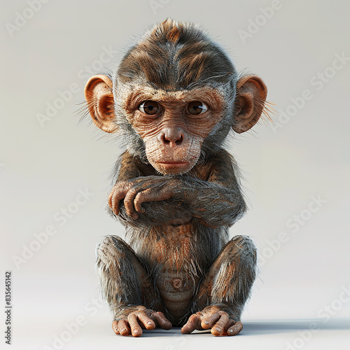 3d Monkey cartoon design character. Realistic Monkey animal cartoon design photo
