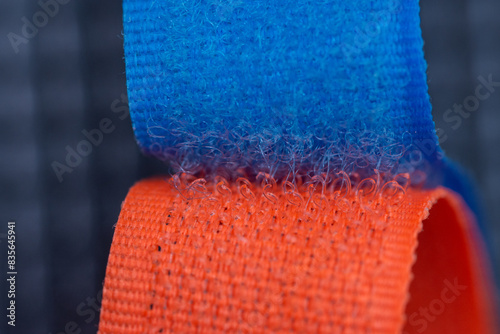 Velcro type slim band  fluffy + velvet  red and blue 