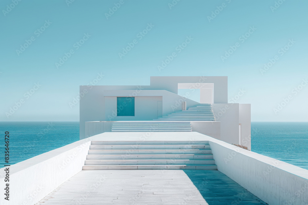 Fototapeta premium Modern buildings by the lake. Empty architectural background.