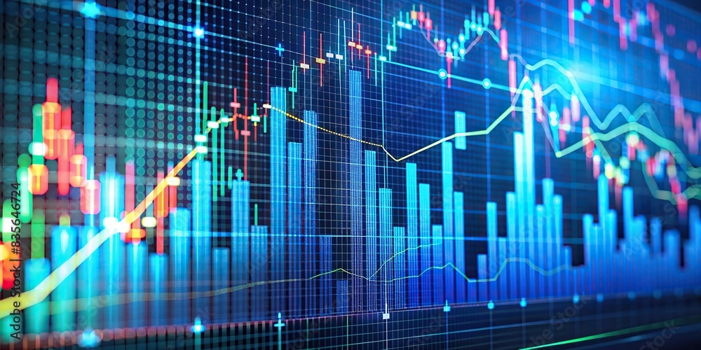 Stock market graph analyzing data, stock market, graph, generative, artificial intelligence, technology, data, analysis, finance, investing, digital, futuristic, prediction, trading