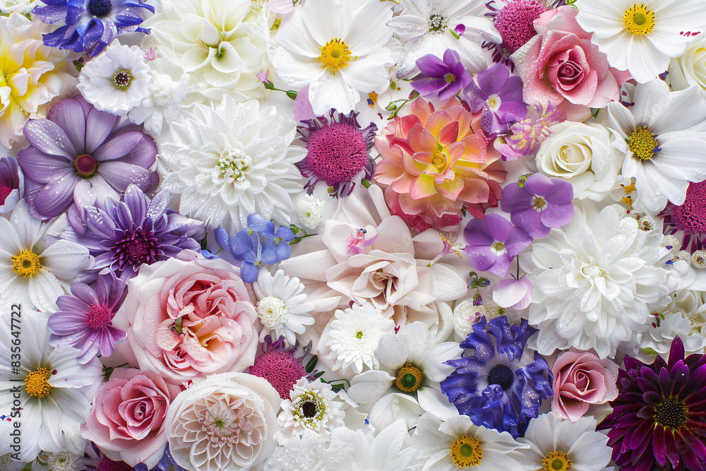 A beautiful spring bouquet of pink roses and daisies symbolizes love and joy A beautiful spring bouquet of pink roses and daisies symbolizes love and joy