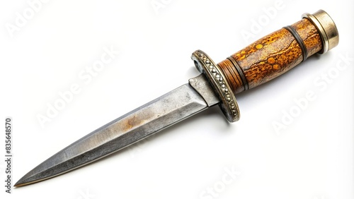 Old dagger knife isolated on background, weapon, antique, vintage, blade, sharp, metal, historic, medieval, weapon, isolated, retro, danger, black, steel, ancient, dagger, knife, cutlery photo