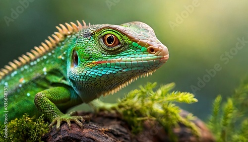 close up of a green lizard