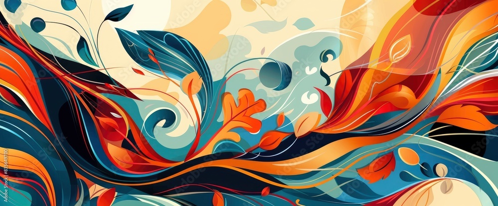 Abstract Designs Inspired By Folklore, Cartoon Style, Background Abstract Designs Inspired By Folklore, Cartoon Style, Background