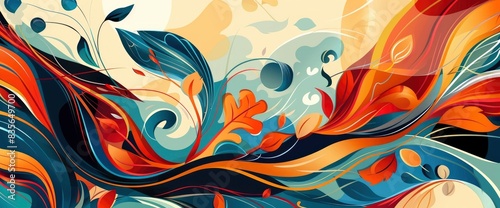 Abstract Designs Inspired By Folklore, Cartoon Style, Background