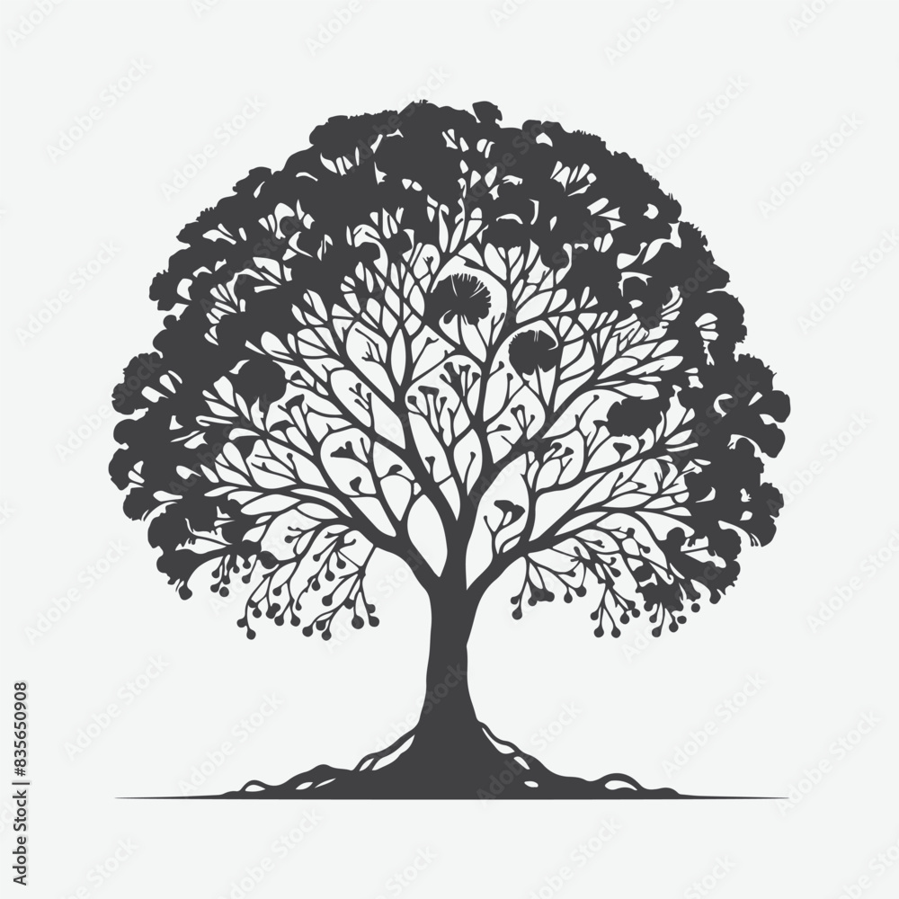 Fototapeta premium Print Elegant Silhouette of the Silverbell Tree, A Stunning Natural Masterpiece