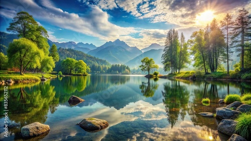 A tranquil landscape with bi-lateral sensory stimulation for EMDR therapy , eye movements, therapy, bilateral, sensory stimulation, EMDR, relaxation, mental health, healing, nature photo