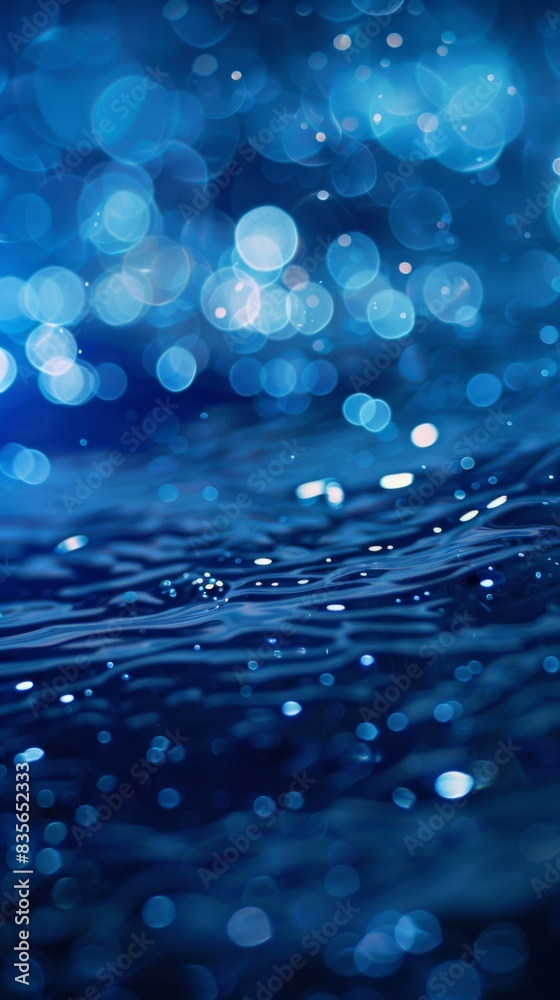 A blue water with many small bubbles