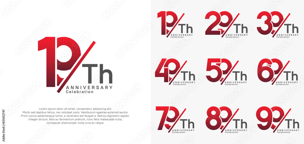anniversary logo style vector set with slash red and black color can be use for celebration anniversary logo style vector set with slash red and black color can be use for celebration