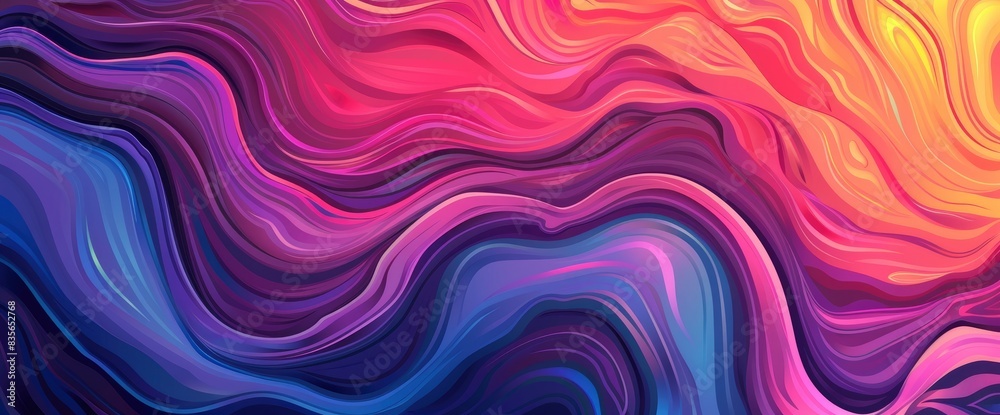 Fototapeta premium Abstract Designs With Flowing Lines, Cartoon Style, Background