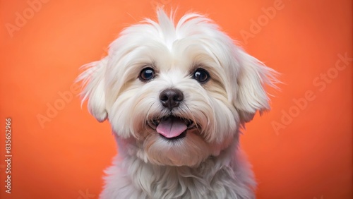 Delighted maltese dog on a coral background , maltese, dog, delighted, happy, coral, background, fluffy, pet, animal, cute, small breed, joyful, smiling, playful, furry, purebred, domestic photo