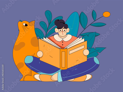 Character reading quietly vector concept operation hand drawn illustration
