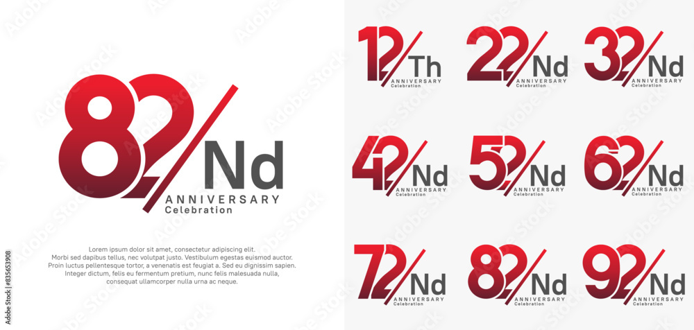 anniversary logo style vector set with slash red and black color can be use for celebration anniversary logo style vector set with slash red and black color can be use for celebration