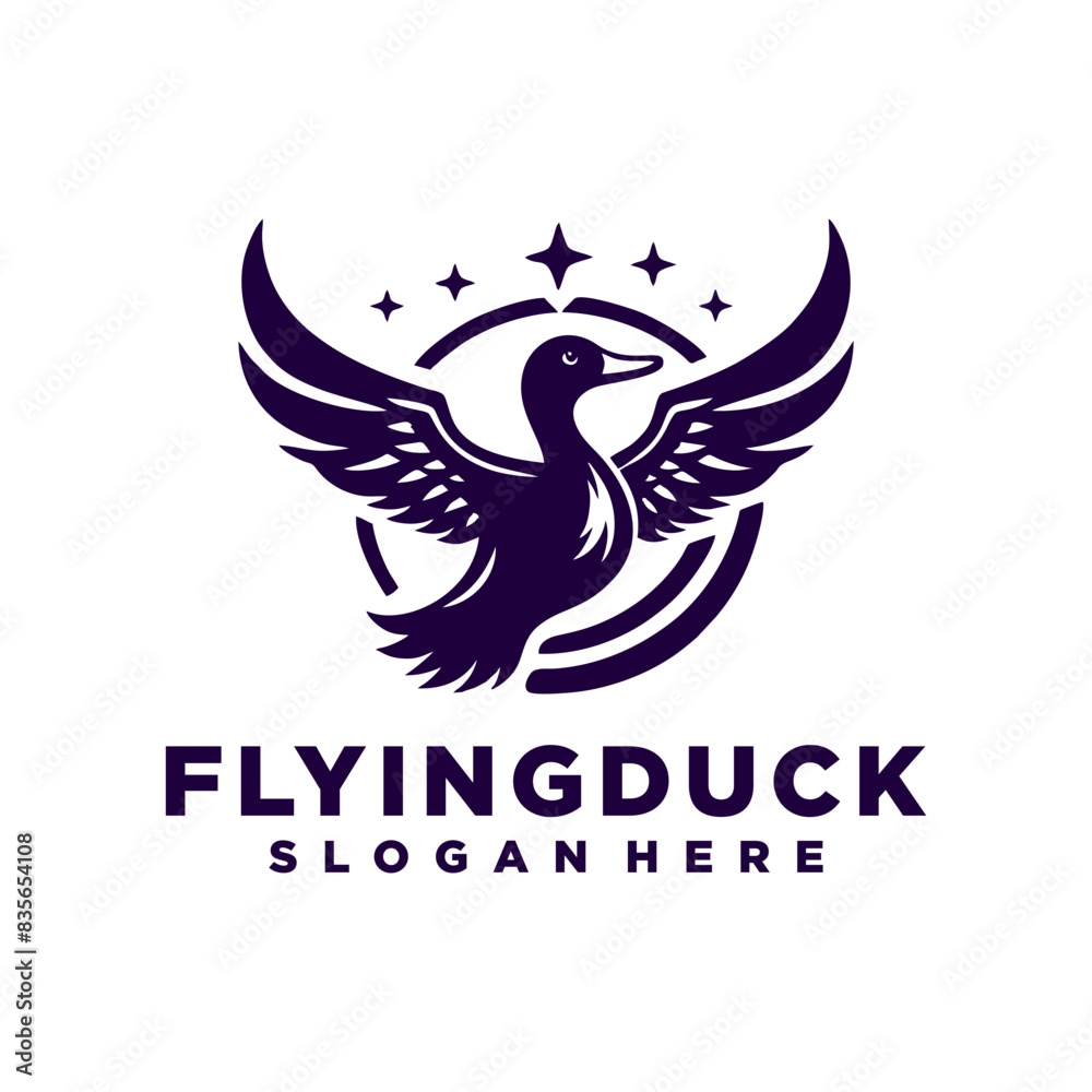 Obraz premium Flying duck logo design inspiration,Flying duck icon, goose, swan logo template