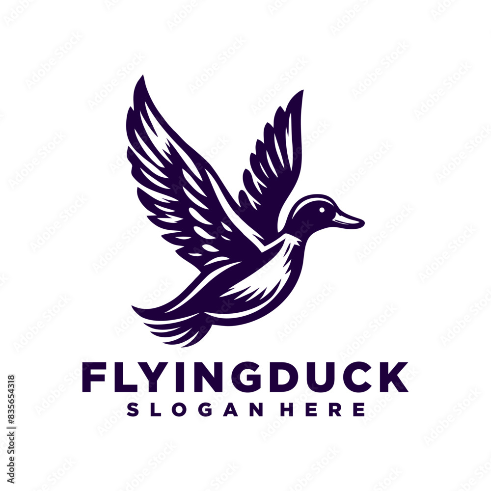 Obraz premium Flying duck logo design inspiration,Flying duck icon, goose, swan logo template