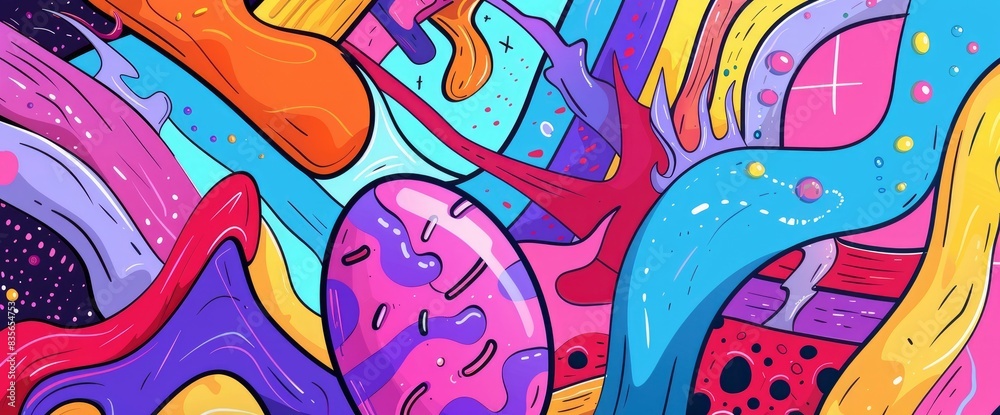 Obraz premium Abstract Designs With Surreal Elements, Cartoon Style, Background