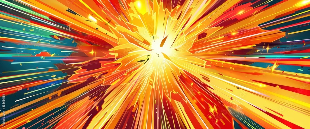 Abstract Energy Bursts With A Vibrant Color Scheme, Cartoon Style, Background Abstract Energy Bursts With A Vibrant Color Scheme, Cartoon Style, Background