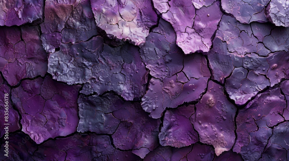 A close-up shot of cracked purple soil, highlighting its rough texture and barrenness. A close-up shot of cracked purple soil, highlighting its rough texture and barrenness.