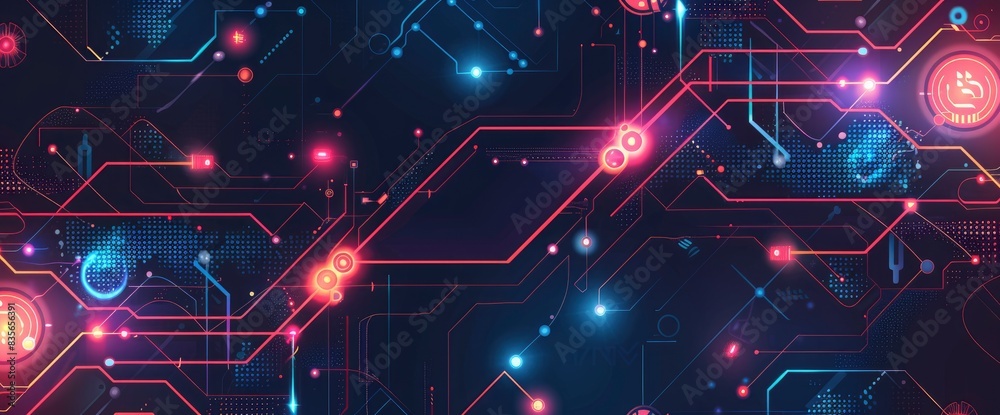 Abstract Energy Circuits With A Digital Aesthetic, Cartoon Style, Background Abstract Energy Circuits With A Digital Aesthetic, Cartoon Style, Background
