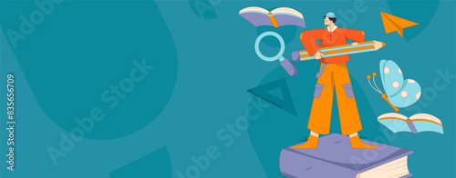 Character reading quietly vector concept operation hand drawn illustration
