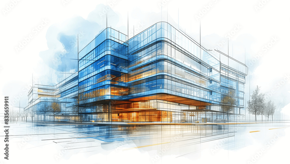 Fototapeta premium Designing Modern Healthcare Facilities: Architectural Blueprints of Medical Buildings