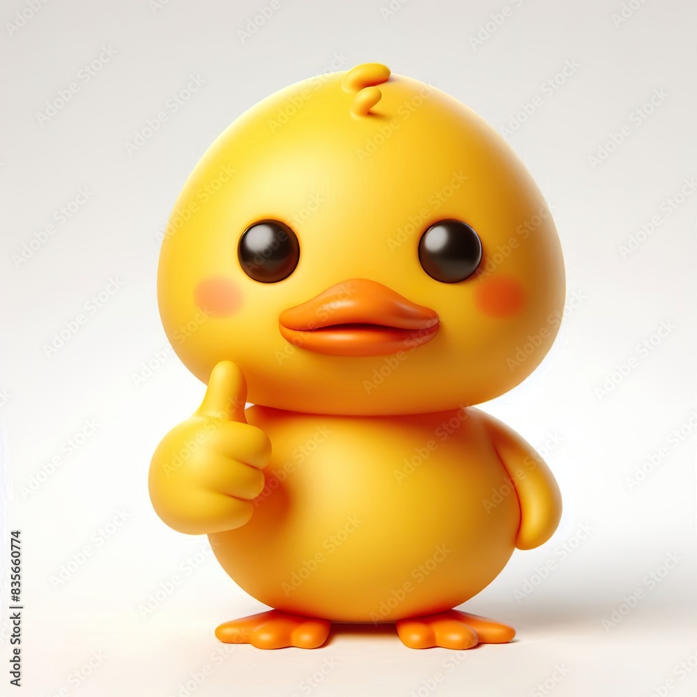 3D yellow cute duck emoji thumbs up on a white background 3D yellow cute duck emoji thumbs up on a white background