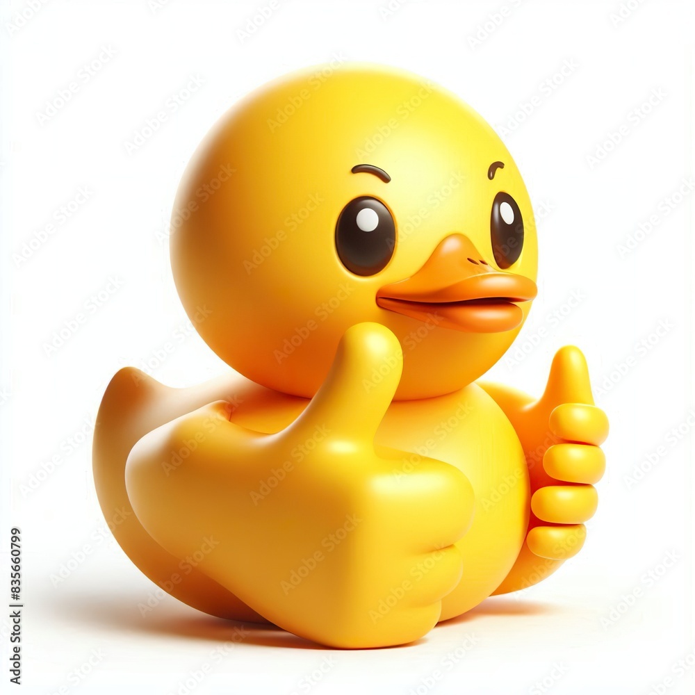 3D yellow cute duck emoji thumbs up on a white background 3D yellow cute duck emoji thumbs up on a white background