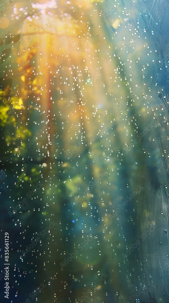 Fototapeta premium Summer raindrops on the sun in the air. 